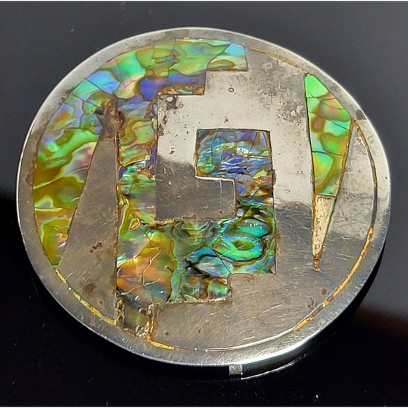Sterling Silver Abalone Brooch Pendant Signed ADC  Mexico Vintage VGC! - Picture 2 of 9